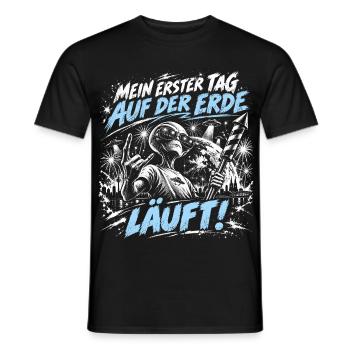 Mein erster Tag auf der Erde - Läuft! - Männer T-Shirt - Schwarz - Vorne - AI Model Male 178 light (178cm)