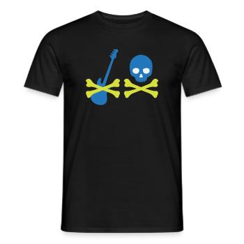 Pirat mit Bass und Totenkopf - Männer T-Shirt - Schwarz - Vorne - AI Model Male 178 light (178cm)
