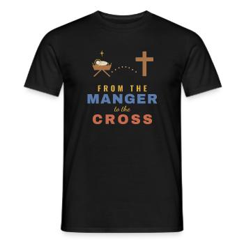 From the Manger to the Cross – Christian - Männer T-Shirt - Schwarz - Vorne - AI Model Male 178 light (178cm)