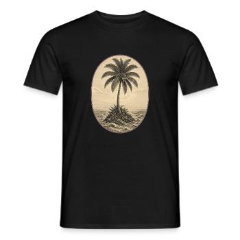 Island Palm Vintage-Gravur - Männer T-Shirt - Schwarz - Vorne - AI Model Male 178 light (178cm)