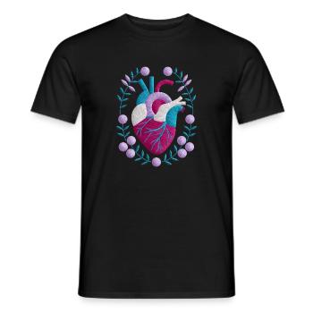 Anatomisches Herz Mit Blumen Umgeben - Männer T-Shirt - Schwarz - Vorne - AI Model Male 178 light (178cm)
