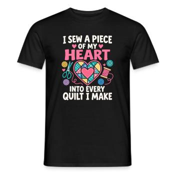 Ich nähe ein gestepptes Herz - Männer T-Shirt - Schwarz - Vorne - AI Model Male 178 light (178cm)