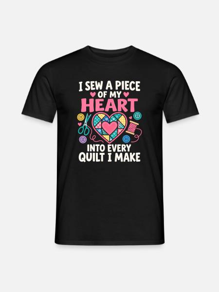 Ich nähe ein gestepptes Herz - Männer T-Shirt - Schwarz