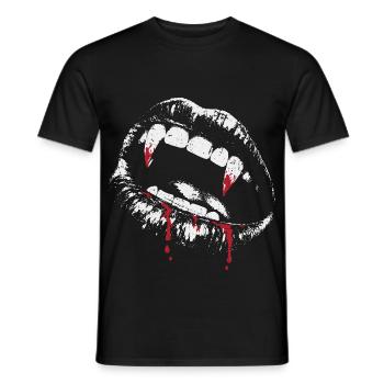 Blutige Vampirzähne – Halloween Horror - Männer T-Shirt - Schwarz - Vorne - AI Model Male 178 light (178cm)
