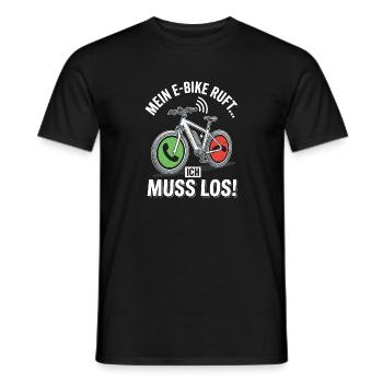 Mein E-Bike Ruft Ich Muss Los Fahrrad Spruch - Männer T-Shirt - Schwarz - Vorne - AI Model Male 178 light (178cm)