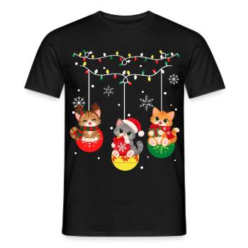 Weihnachtliches Katzenhemd - Männer T-Shirt - Schwarz - Vorne - AI Model Male 178 light (178cm)