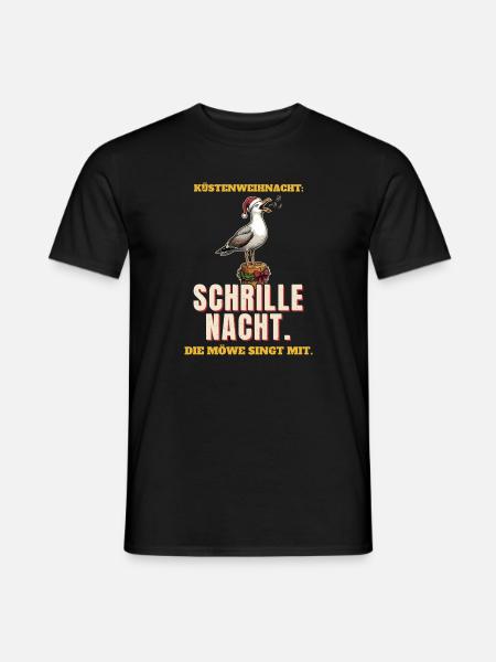 Schrille Nacht mit Möwe - Männer T-Shirt - Schwarz