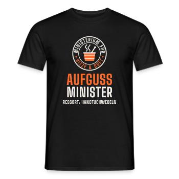 Aufgussminister – Lustiger Sauna Aufguss Spruch - Männer T-Shirt - Schwarz - Vorne - AI Model Male 178 light (178cm)