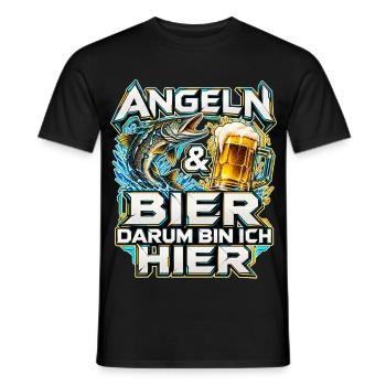 Angeln und Bier mit Hecht und Bierkrug - Männer T-Shirt - Schwarz - Vorne - AI Model Male 178 light (178cm)