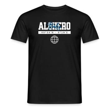 Alghero Italien Koordinaten Reise Souvenir - Männer T-Shirt - Schwarz - Vorne - AI Model Male 178 light (178cm)