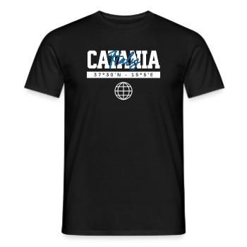 Catania Italien Koordinaten Reise Souvenir - Männer T-Shirt - Schwarz - Vorne - AI Model Male 178 light (178cm)