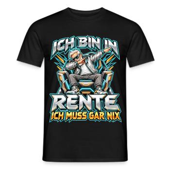 Rentner im Sessel – Ich muss gar nix - Männer T-Shirt - Schwarz - Vorne - AI Model Male 178 light (178cm)