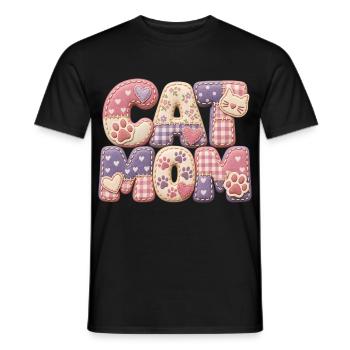 Cat Mom – Katzenmama Geschenk süßen 3D Patchwork - Männer T-Shirt - Schwarz - Vorne - AI Model Male 178 light (178cm)