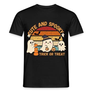 Niedliche und gruselige Retro-Geister - Männer T-Shirt - Schwarz - Vorne - AI Model Male 178 light (178cm)