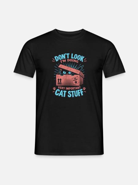 Katzengeheimnis im Karton - Männer T-Shirt - Schwarz