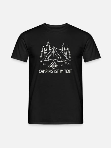 Camping im Tent Waldsilhouette - Männer T-Shirt - Schwarz