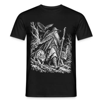 Odin – Der einsame Wanderer - Männer T-Shirt - Schwarz - Vorne - AI Model Male 178 light (178cm)