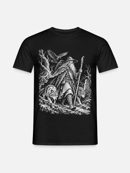 Odin – Der einsame Wanderer - Männer T-Shirt - Schwarz