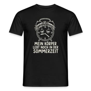 t0Körper lebt noch in der Sommerzeit - Männer T-Shirt - Schwarz - Vorne - AI Model Male 178 light (178cm)
