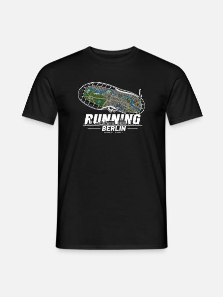 Running Berlin Laufschuh Stadtkarte - dunkel - Männer T-Shirt - Schwarz