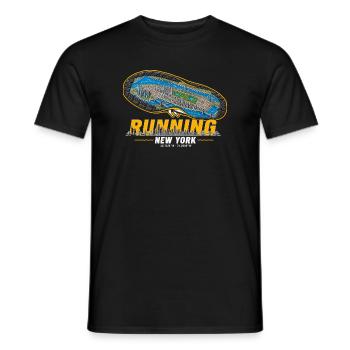 Running New York Laufschuh Stadtkarte - dunkel - Männer T-Shirt - Schwarz - Vorne - AI Model Male 178 light (178cm)
