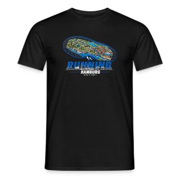 Running Hamburg Laufschuh Stadtkarte - dunkel - Männer T-Shirt - Schwarz - Vorne - AI Model Male 178 light (178cm)