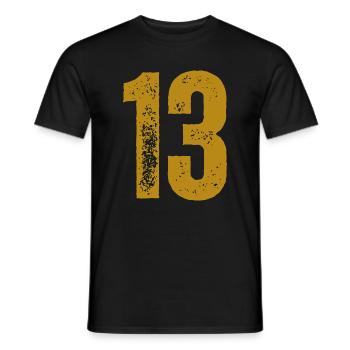 13 - Männer T-Shirt - Schwarz - Vorne - AI Model Male 178 light (178cm)
