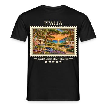 Italien Castiglione della Pescaia Camping Vintage  - Männer T-Shirt - Schwarz - Vorne - AI Model Male 178 light (178cm)