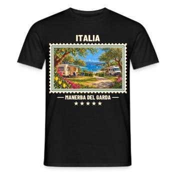Italien Manerba del Garda Camping Vintage Marke - Männer T-Shirt - Schwarz - Vorne - AI Model Male 178 light (178cm)