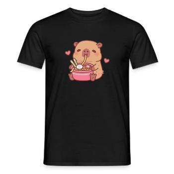 Süßer Capybara liebt es, japanische Ramen-Nudeln zu schlürfen - Männer T-Shirt - Schwarz - Vorne - AI Model Male 178 light (178cm)