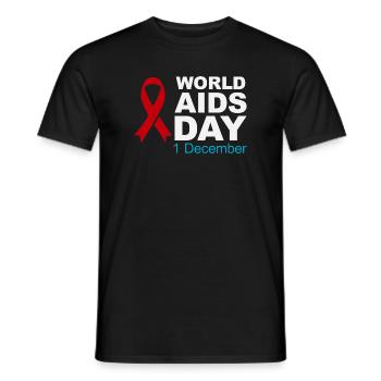Rotes Band-Emblem zum Welt-AIDS-Tag - Männer T-Shirt - Schwarz - Vorne - AI Model Male 178 light (178cm)