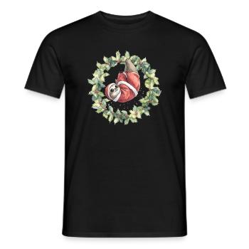 Weihnachts-Sloth im Kranz - Männer T-Shirt - Schwarz - Vorne - AI Model Male 178 light (178cm)