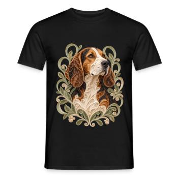 Beagle-Quilling – Hundeporträt - Männer T-Shirt - Schwarz - Vorne - AI Model Male 178 light (178cm)