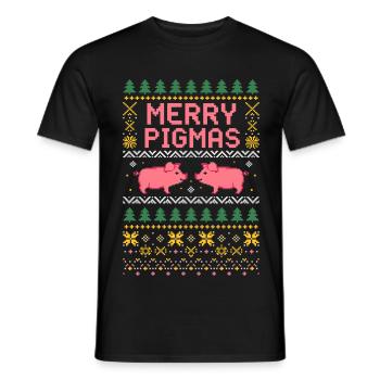 Merry Pigmas Ugly Christmas Sweater - Männer T-Shirt - Schwarz - Vorne - AI Model Male 178 light (178cm)