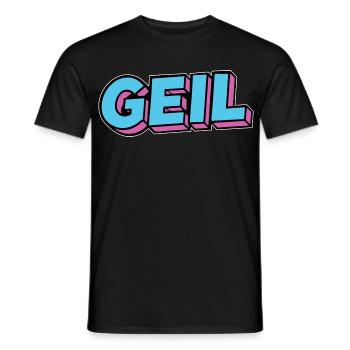 Geil 80er 90er Schriftzug Comic - Männer T-Shirt - Schwarz - Vorne - AI Model Male 178 light (178cm)
