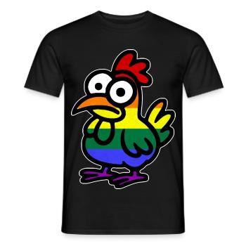 LGBTQ-Huhn regenbogenfarben bunter Vogel - Männer T-Shirt - Schwarz - Vorne - AI Model Male 178 light (178cm)