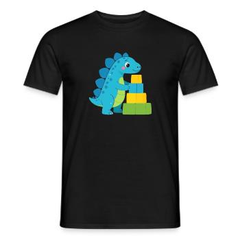 Blauer Comic Dinosaurier Bauklötze Kinder T-Shirt - Männer T-Shirt - Schwarz - Vorne - AI Model Male 178 light (178cm)