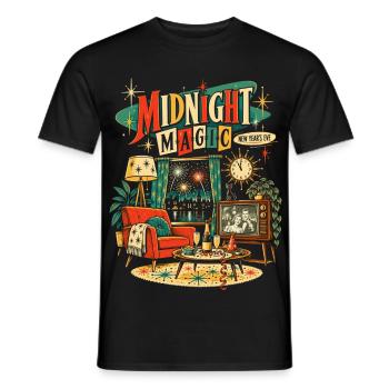 Midnight Magic – Retro Silvester - Männer T-Shirt - Schwarz - Vorne - AI Model Male 178 light (178cm)