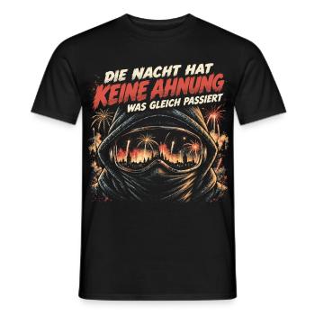 Die Nacht hat keine Ahnung – Feuerwerk - Männer T-Shirt - Schwarz - Vorne - AI Model Male 178 light (178cm)