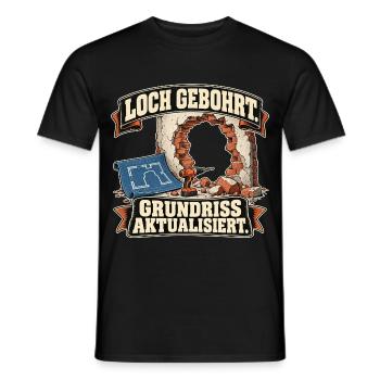 Loch gebohrt Grundriss aktualisiert - Männer T-Shirt - Schwarz - Vorne - AI Model Male 178 light (178cm)