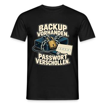 Backup Vorhanden Passwort Verschollen - Männer T-Shirt - Schwarz - Vorne - AI Model Male 178 light (178cm)