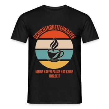 Schichtarbeiterkaffee Retro Spruch - Männer T-Shirt - Schwarz - Vorne - AI Model Male 178 light (178cm)