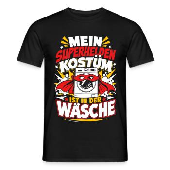 Superhelden Kostüm in der Wäsche - Männer T-Shirt - Schwarz - Vorne - AI Model Male 178 light (178cm)