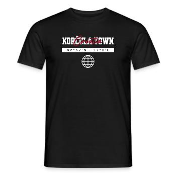 Korčula-Stadt Kroatien Koordinaten Reise Souvenir - Männer T-Shirt - Schwarz - Vorne - AI Model Male 178 light (178cm)