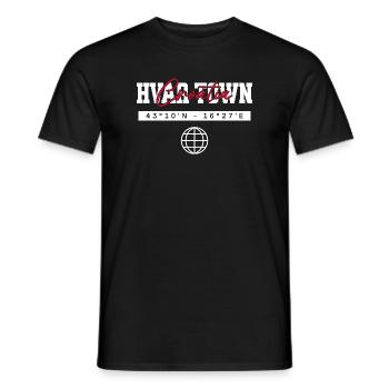 Hvar-Stadt Kroatien Koordinaten Reise Souvenir - Männer T-Shirt - Schwarz - Vorne - AI Model Male 178 light (178cm)