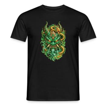 Grüner Jade-Dämon und Goldener Chinesischer Drache - Männer T-Shirt - Schwarz - Vorne - AI Model Male 178 light (178cm)