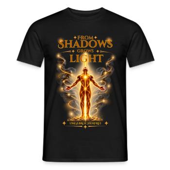 From Shadows Grows Light – Ungebrochenfrei - Männer T-Shirt - Schwarz - Vorne - AI Model Male 178 light (178cm)