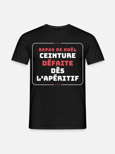 Weihnachtsessen-Gürtel-Niederlage-Vorspeise - Männer T-Shirt - Schwarz