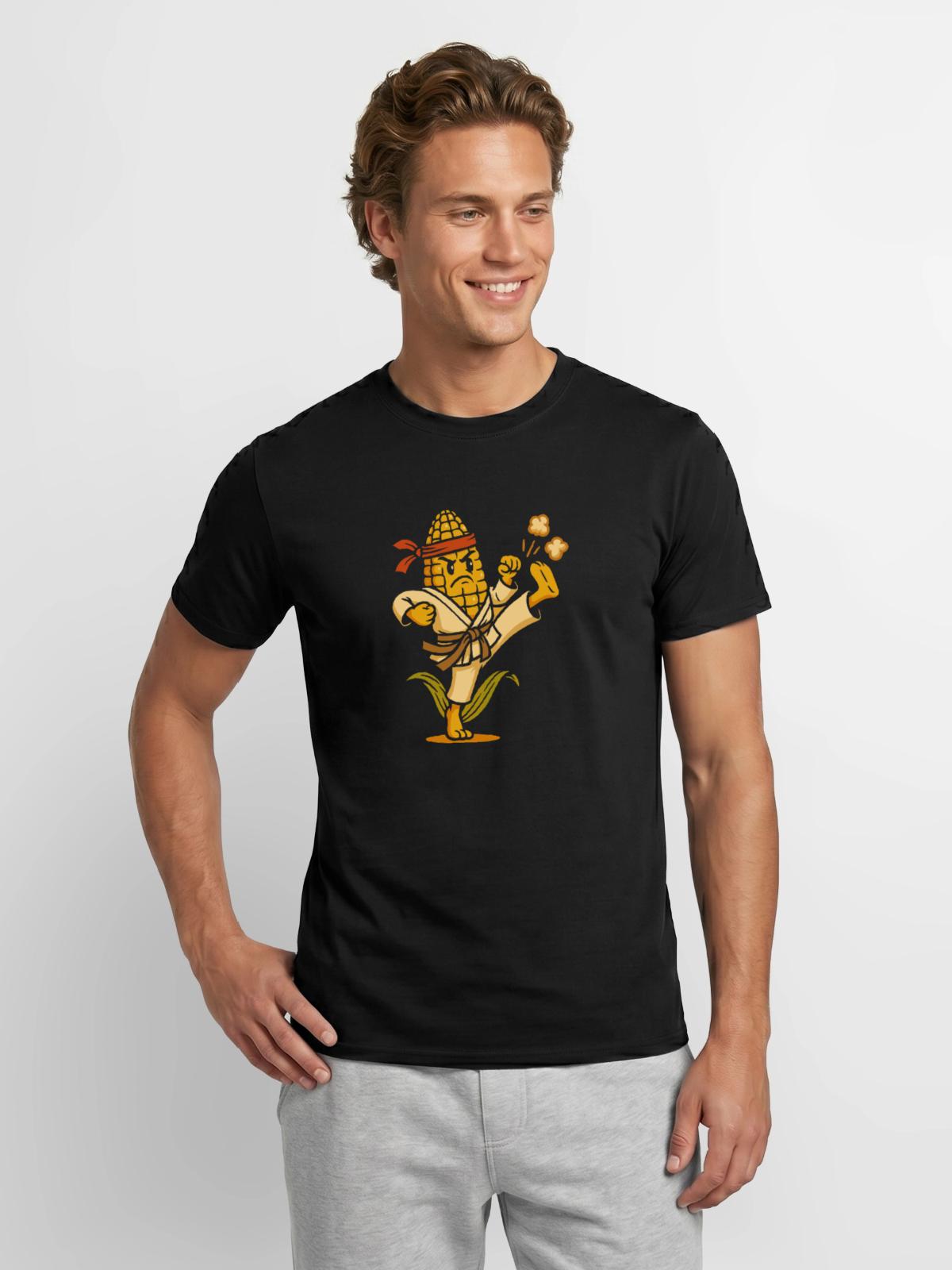 Karate Corn - Männer T-Shirt - Schwarz - Vorne - AI Model Male 178 light (178cm)