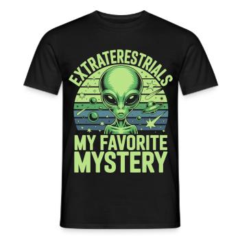 Grüner Alien Kopf Retro Science Fiction Motiv - Männer T-Shirt - Schwarz - Vorne - AI Model Male 178 light (178cm)